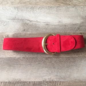 Donna Karan red suede wide belt